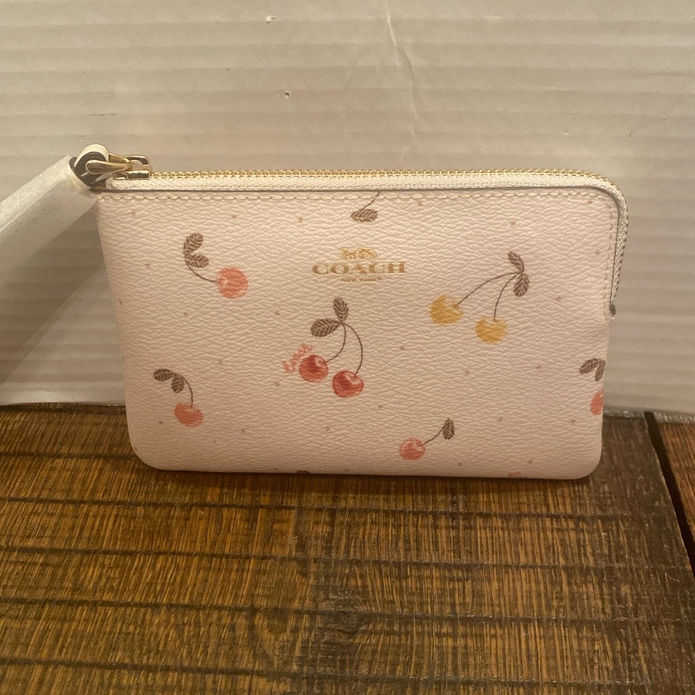 COACH Cherry Corner Zip Wristlet Wallet C1893